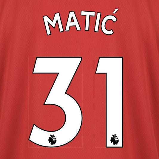 2019 2020 MANCHESTER UNITED MATIC 31 WHITE HOME OFFICIAL PLAYER SIZE NAME SET