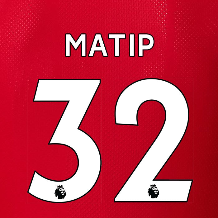 2019 2020 LIVERPOOL MATIP 32 WHITE HOME OFFICIAL PLAYER SIZE NAME SET