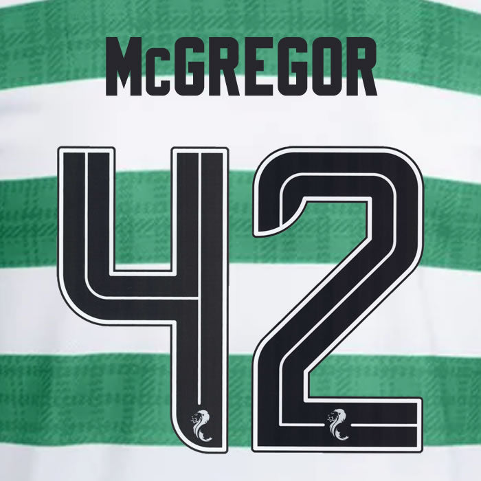2025 2026 Celtic McGREGOR 42 WHITE HOME OFFICIAL PLAYER SIZE NAMESET