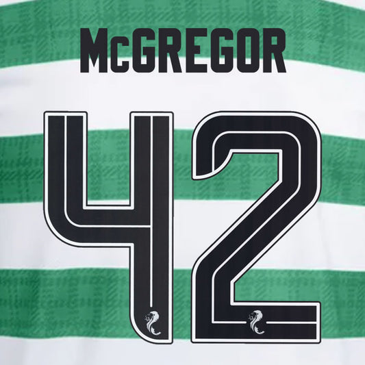 2025 2026 Celtic McGREGOR 42 WHITE HOME OFFICIAL PLAYER SIZE NAMESET