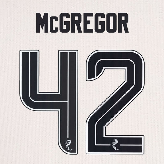 2025 2026 Celtic McGREGOR 42 WHITE 3RD OFFICIAL PLAYER SIZE NAMESET