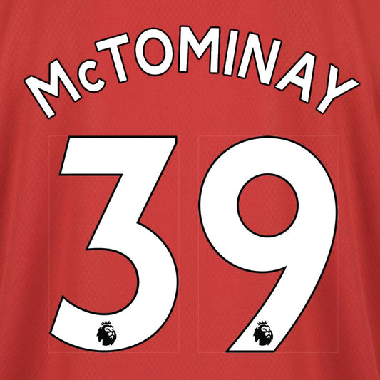 2019 2020 MANCHESTER UNITED MCTOMINAY 39 WHITE HOME OFFICIAL PLAYER SIZE NAME SET