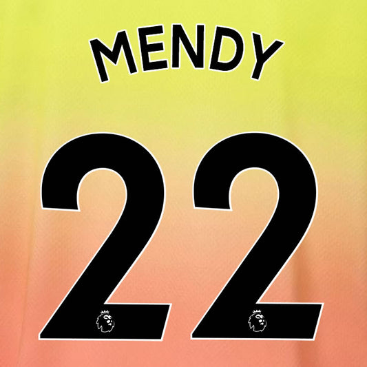2019 2020 MANCHESTER CITY MENDY 22 WHITE 3RD OFFICIAL PLAYER SIZE NAME SET