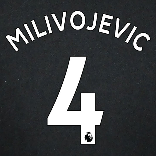 2019 2020 CRYSTAL PALACE MILIVOJEVIĆ 4 WHITE AWAY OFFICIAL PLAYER SIZE NAME SET