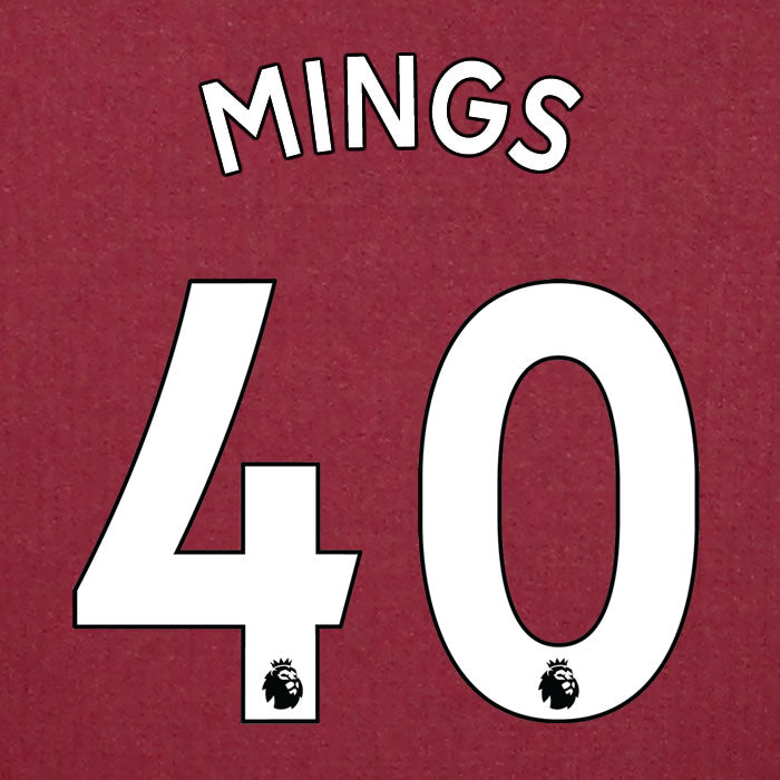 2019 2020 ASTON VILLA MINGS 40 WHITE HOME OFFICIAL PLAYER SIZE NAME SET