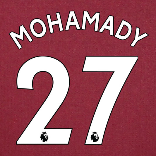 2019 2020 ASTON VILLA MOHAMADY 27 WHITE HOME OFFICIAL PLAYER SIZE NAME SET