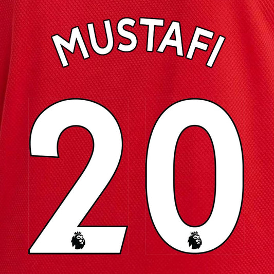 2019 2020 ARSENAL MUSTAFI 20 WHITE HOME OFFICIAL PLAYER SIZE NAME SET