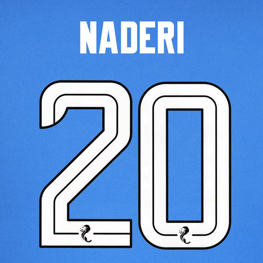 2025 2026 Rangers NADERI 20 WHITE HOME OFFICIAL PLAYER SIZE NAMESET
