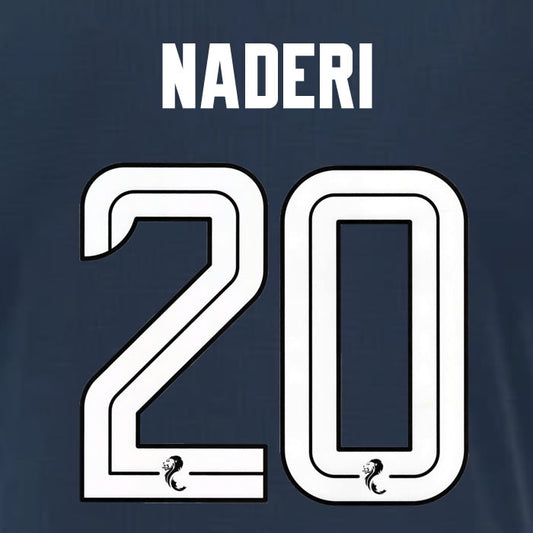 2025 2026 Rangers NADERI 20 WHITE 3RD OFFICIAL PLAYER SIZE NAMESET