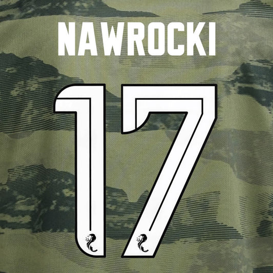 2024 2025 Celtic NAWROCKI 17 WHITE 3RD OFFICIAL PLAYER SIZE NAMESET