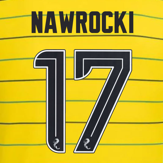 2024 2025 Celtic NAWROCKI 17 WHITE AWAY OFFICIAL PLAYER SIZE NAMESET