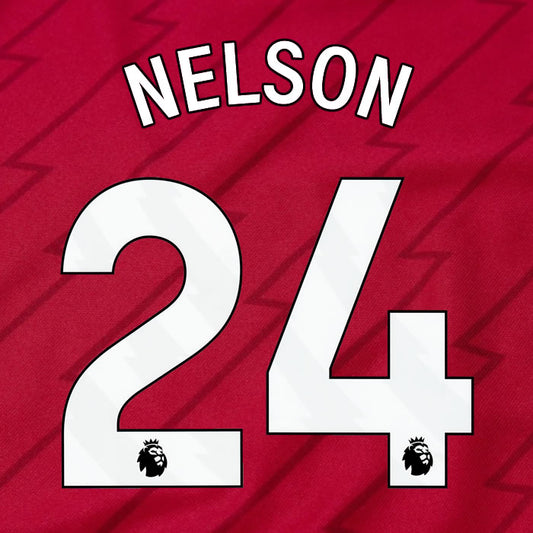 2023 2024 OFFICIAL ARSENAL NELSON 24 HOME PLAYER SIZE NAME SET