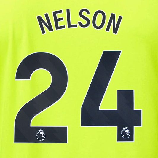 2023 2024 OFFICIAL ARSENAL NELSON 24 AWAY PLAYER SIZE NAME SET