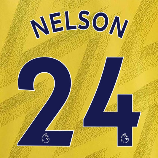 2019 2020 ARSENAL NELSON 24 WHITE AWAY OFFICIAL PLAYER SIZE NAME SET