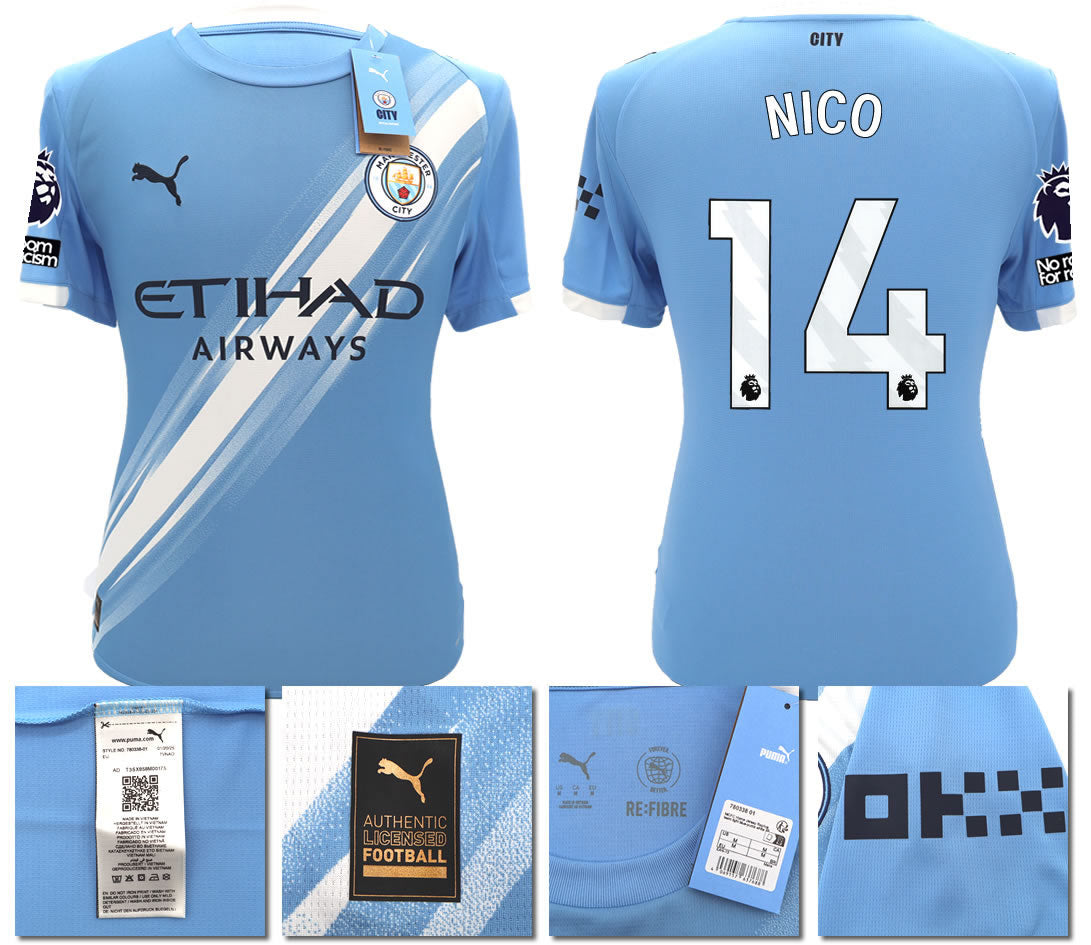 BNWT 2025 2026 MAN CITY PUMA HOME NICO 14 FOOTBALL SHIRT