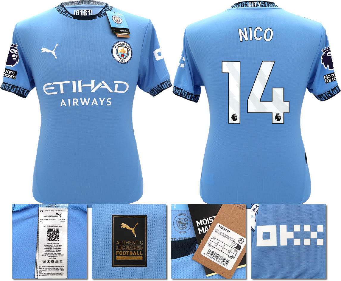 BNWT 2024 2025 MAN CITY PUMA HOME NICO 14 FOOTBALL SHIRT