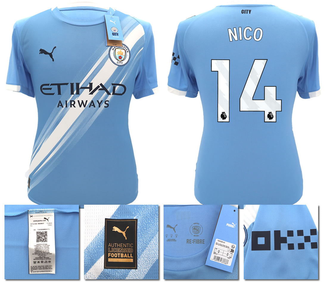 BNWT 2025 2026 MAN CITY PUMA HOME NICO 14 FOOTBALL SHIRT