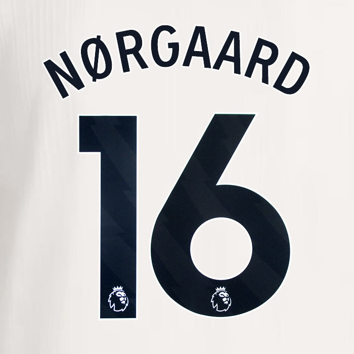 2025 2026 ARSENAL NORGAARD 16 BLACK 3RD OFFICIAL PLAYER SIZE NAMESET