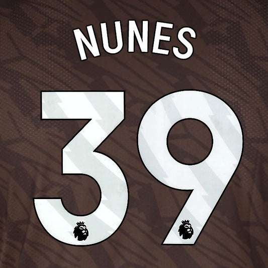 2025 2026 BRENTFORD NUNES 39 WHITE AWAY PLAYER SIZE NAME SET