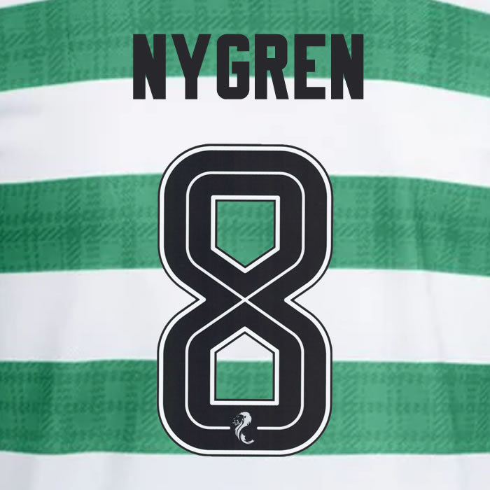 2025 2026 Celtic NYGREN 8 WHITE HOME OFFICIAL PLAYER SIZE NAMESET