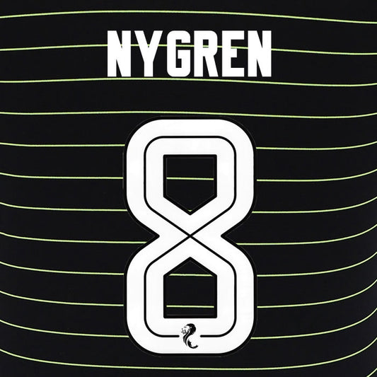 2025 2026 Celtic NYGREN 8 WHITE AWAY OFFICIAL PLAYER SIZE NAMESET