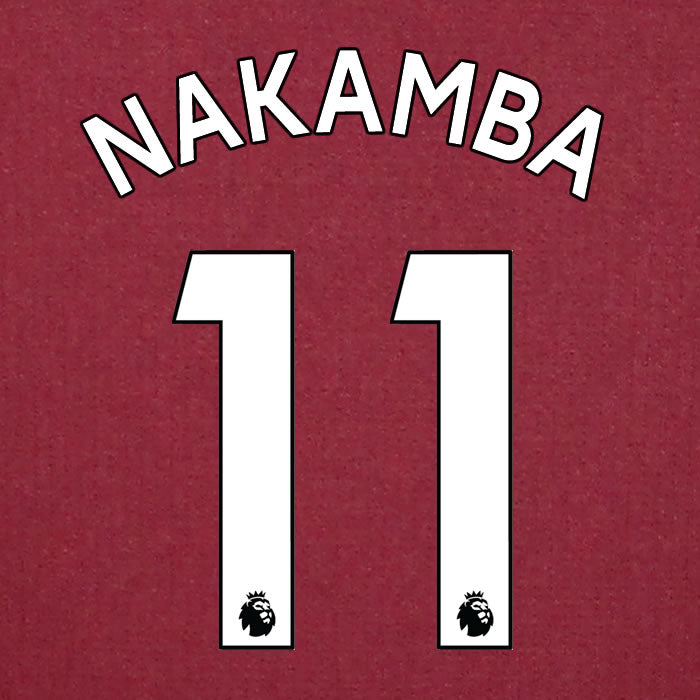 2019 2020 ASTON VILLA NAKAMBA 11 WHITE HOME OFFICIAL PLAYER SIZE NAME SET