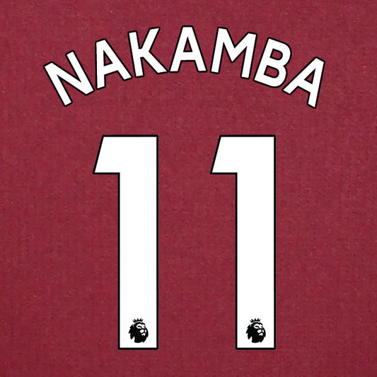 2019 2020 ASTON VILLA NAKAMBA 11 WHITE HOME OFFICIAL PLAYER SIZE NAME SET