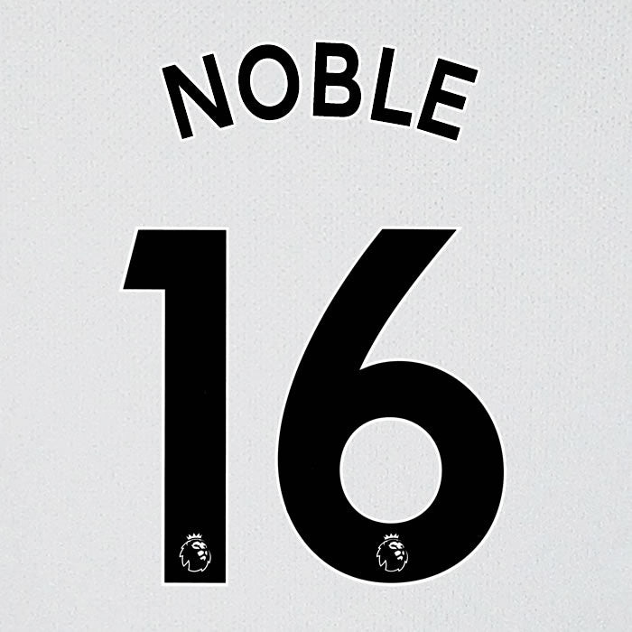 2019 2020 WEST HAM NOBLE 16 WHITE AWAY OFFICIAL PLAYER SIZE NAME SET