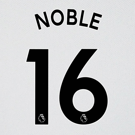 2019 2020 WEST HAM NOBLE 16 WHITE AWAY OFFICIAL PLAYER SIZE NAME SET