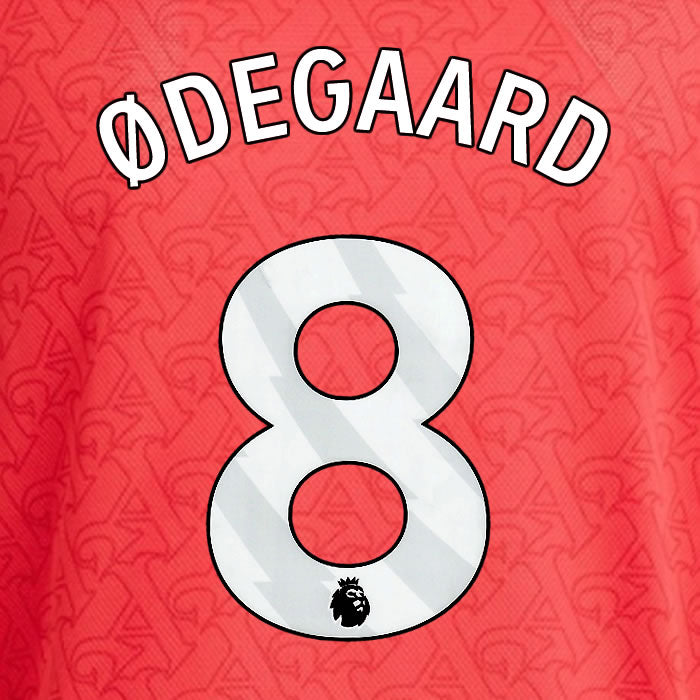 2025 2026 ARSENAL ODEGAARD 8 WHITE HOME OFFICIAL PLAYER SIZE NAMESET