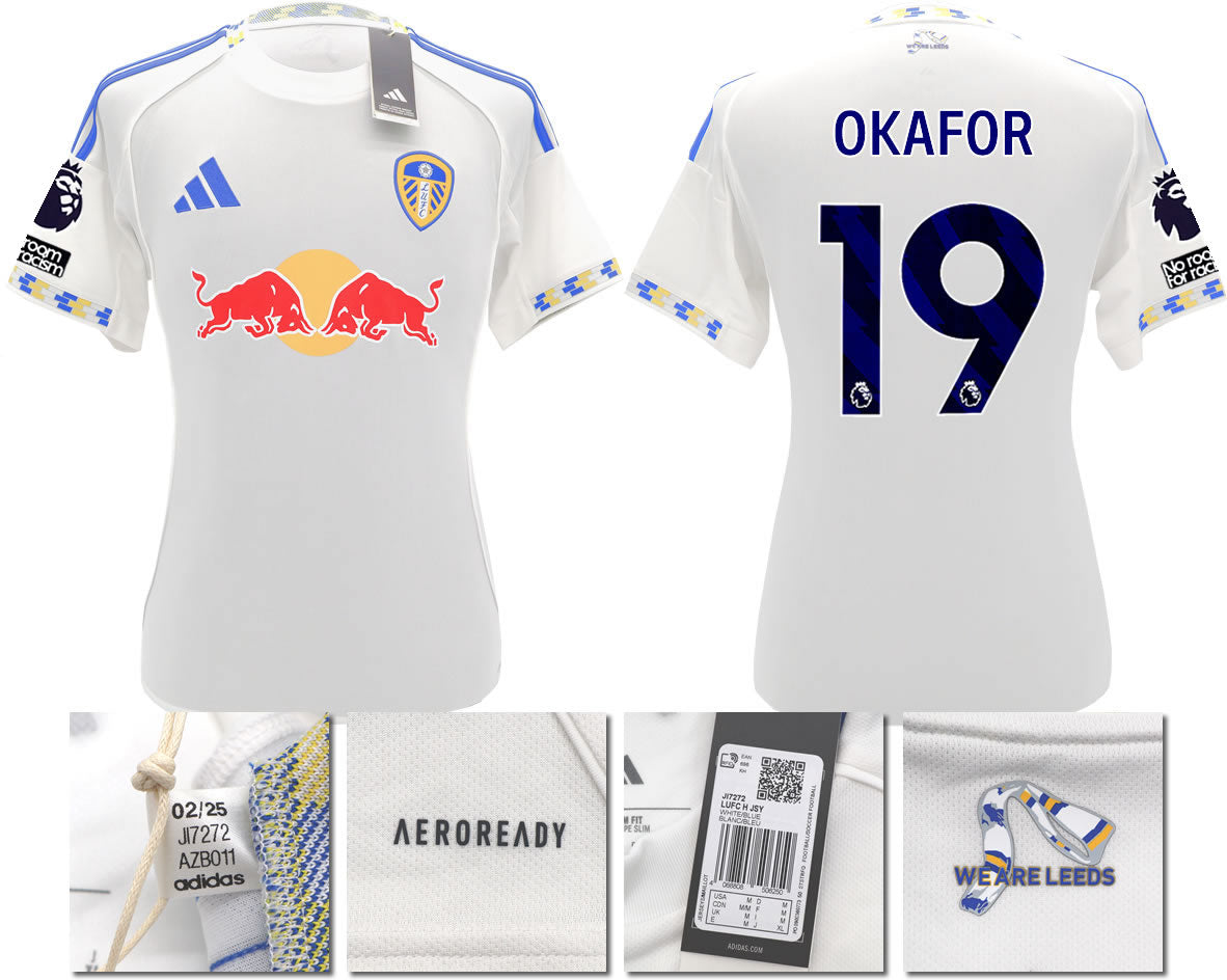 BNWT 2025/2026 Leeds United FC adidas OKAFOR 19 Home Shirt – Official Player Options Available