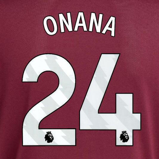 2025 2026 ASTON VILLA ONANA 24 OFFICIAL WHITE HOME PLAYER SIZE NAMESET