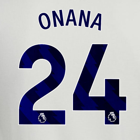 2025 2026 ASTON VILLA ONANA 24 OFFICIAL BLUE 3RD PLAYER SIZE NAMESET