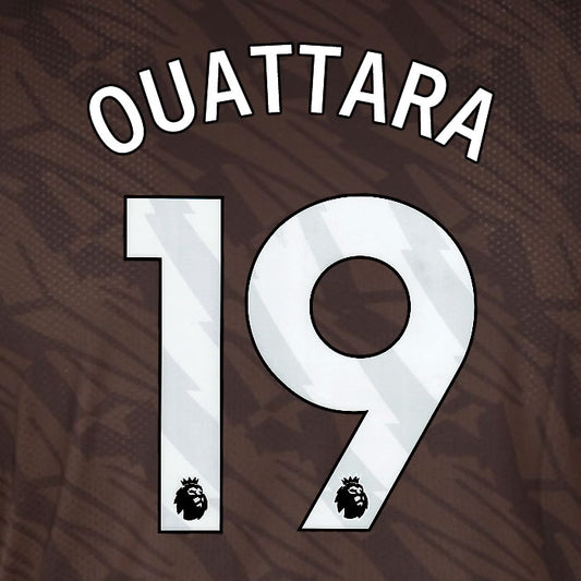 2025 2026 BRENTFORD OUATTARA 19 WHITE AWAY PLAYER SIZE NAME SET