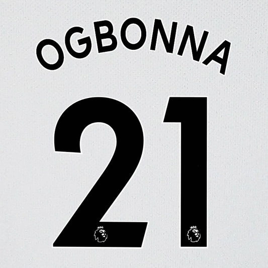2019 2020 WEST HAM OGBONNA 21 WHITE AWAY OFFICIAL PLAYER SIZE NAME SET