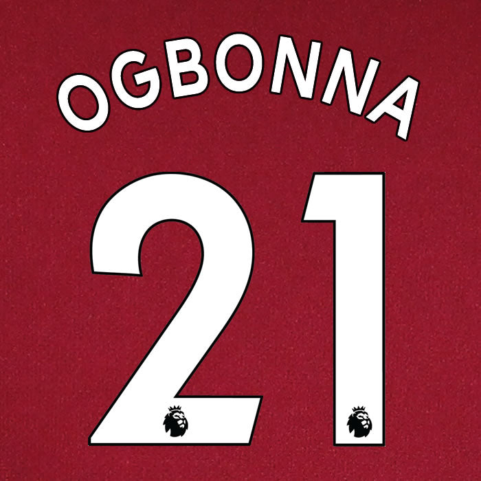 2019 2020 WEST HAM OGBONNA 21 WHITE HOME OFFICIAL PLAYER SIZE NAME SET