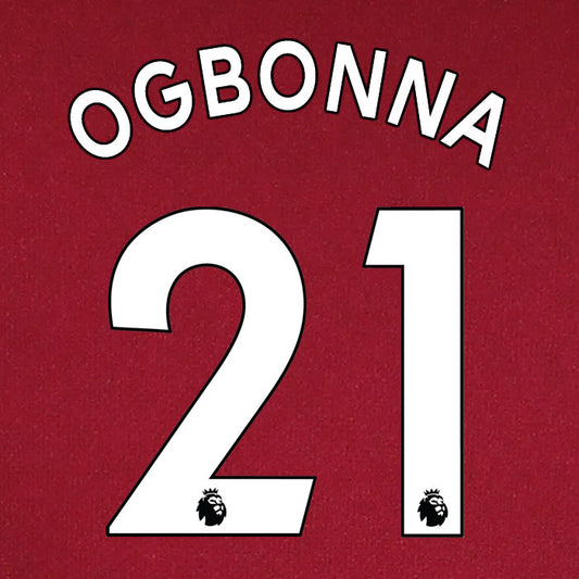 2019 2020 WEST HAM OGBONNA 21 WHITE HOME OFFICIAL PLAYER SIZE NAME SET