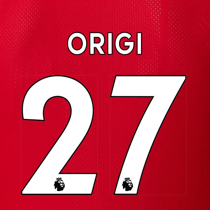 2019 2020 LIVERPOOL ORIGI 27 WHITE HOME OFFICIAL PLAYER SIZE NAME SET