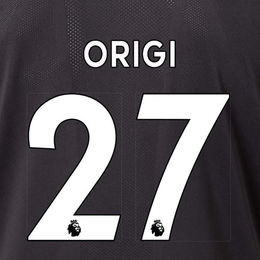 2019 2020 LIVERPOOL ORIGI 27 WHITE AWAY OFFICIAL PLAYER SIZE NAME SET