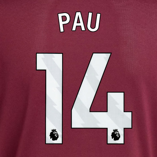 2025 2026 ASTON VILLA PAU 14 OFFICIAL WHITE HOME PLAYER SIZE NAMESET