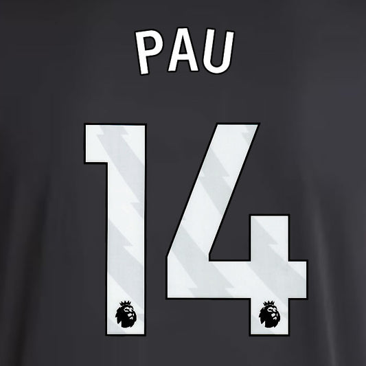2025 2026 ASTON VILLA PAU 14 OFFICIAL WHITE AWAY PLAYER SIZE NAMESET