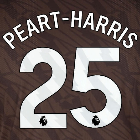 2025 2026 BRENTFORD PEART-HARRIS 25 WHITE AWAY PLAYER SIZE NAME SET