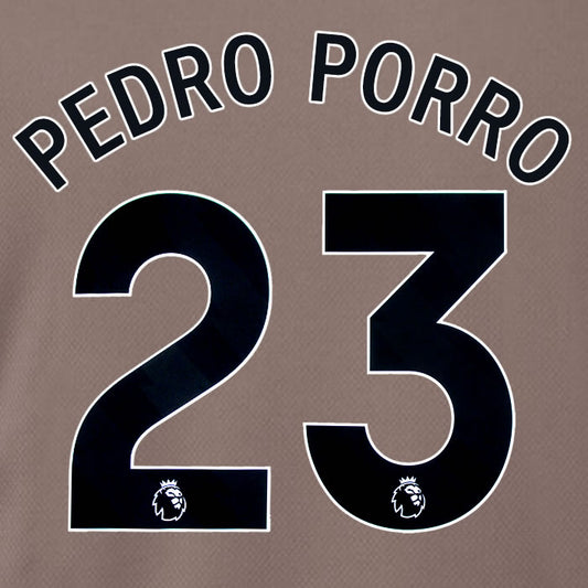 2023 2024 OFFICIAL TOTTENHAM HOTSPUR PEDRO PORRO 23 3RD PLAYER SIZE NAME SET