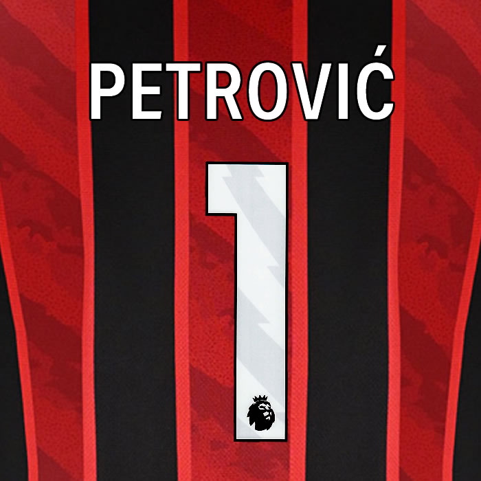 2025 2026 BOURNEMOUTH PETROVIĆ 1 WHITE HOME PLAYER SIZE NAME SET
