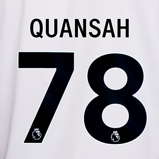 2023 2024 OFFICIAL LIVERPOOL QUANSAH 78 AWAY PLAYER SIZE NAME SET
