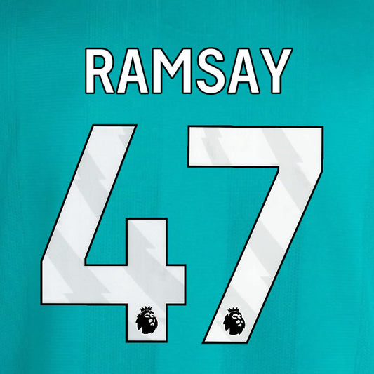2025 2026 OFFICIAL LIVERPOOL RAMSAY 47 WHITE 3RD PLAYER SIZE NAMESET