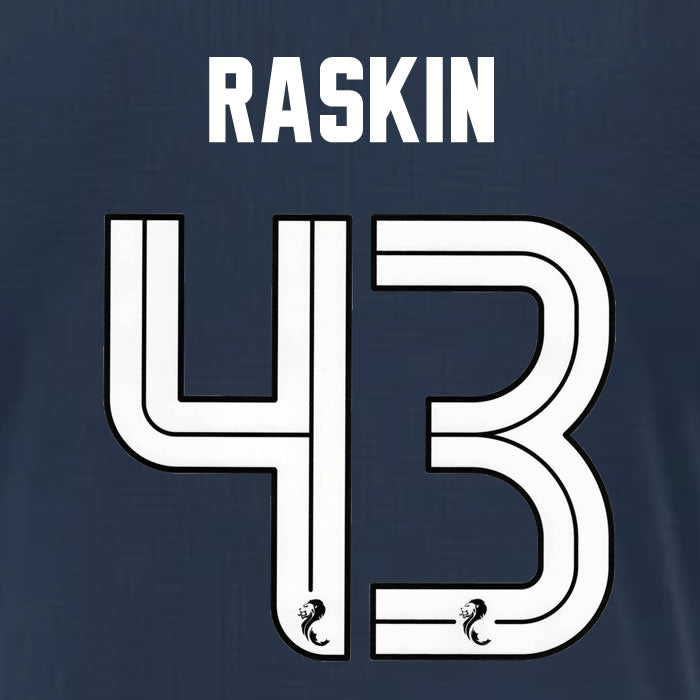 2025 2026 Rangers RASKIN 43 WHITE 3RD OFFICIAL PLAYER SIZE NAMESET