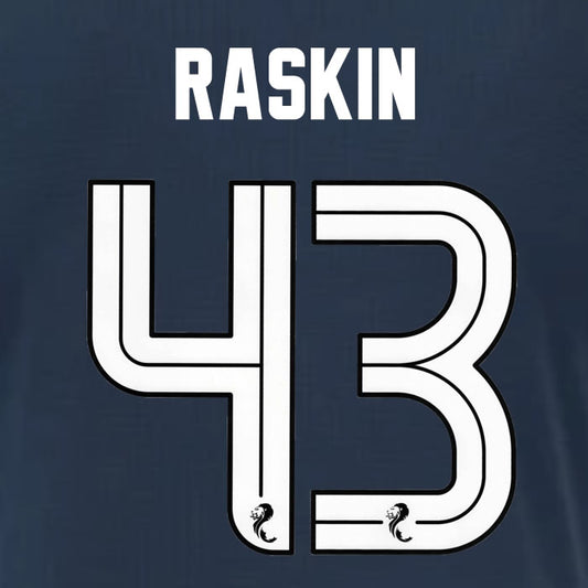 2025 2026 Rangers RASKIN 43 WHITE 3RD OFFICIAL PLAYER SIZE NAMESET