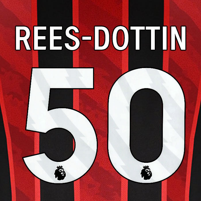 2025 2026 BOURNEMOUTH REES-DOTTIN 50 WHITE HOME PLAYER SIZE NAME SET