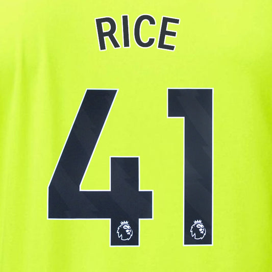 2023 2024 OFFICIAL ARSENAL RICE 41 AWAY PLAYER SIZE NAME SET